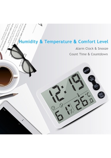 Konesam Ts-9606 Ev Ofis İçin Dijital Sicaklık Nem Ölçer: Alarm Saat, Geri Sayım, Lcd Ekran, C/ F Dönüştürücü Pil Yok