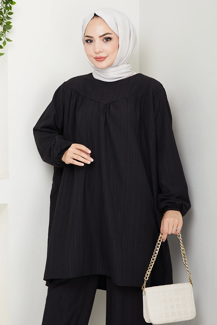 Tunik Pantolon İkili Takım 1606 - Siyah Siyah