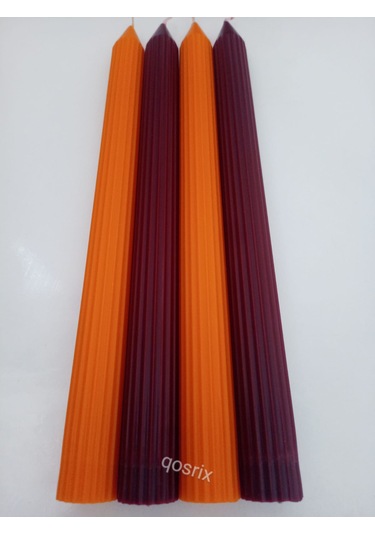 Yılbaşı Özel Serisi 4'lü Turuncu Bordo Şamdan Doğal Soya Mumu