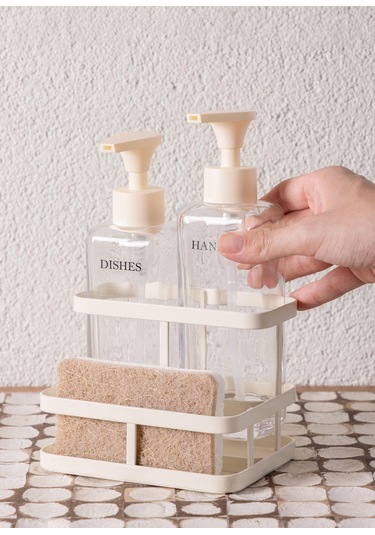 The Mia Metal Standlı Sıvı Sabunluk Beyaz 3 Parça Çok Renkli