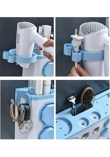 Willowhaven 32cm Wall Mount Toothbrush Holder Automatic Toothpaste Dispenser Holder Storage Toothpaste Squeeze Rack Bathroom Accessory 2 Adet Beyaz Gri