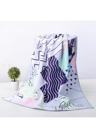 Ranyeek Mikrofiber Plaji Havlusu - Yüzen Yıkama İçin Hızlı Kuruyan - Mavi Yılan Balığı Desenli 160x80 Cm Çok Renkli