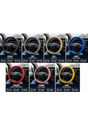 Direksiyon Kılıfı Geçme 38cm Soft Dkg001 Fermeq SİYAH