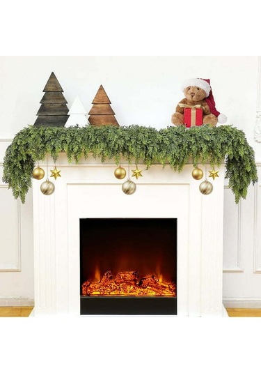 Gajeena Noel Güllemeği 175cm Yeşil Yapay Çam Dalı, Kamin Dekorasyonu, Kışlık Noel Asısı