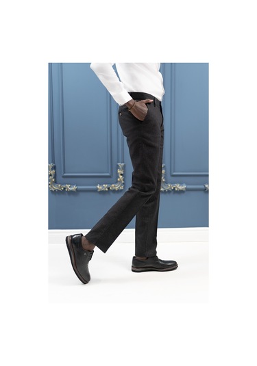Notra Regular Fit Pamuklu Dokulu Kışlık Gabardin Pantolon Antrasit