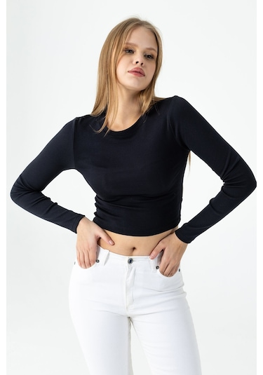 Giysa Kadın Bisiklet Yaka Pamuklu Basic Body Siyah - Mw0000832 Siyah
