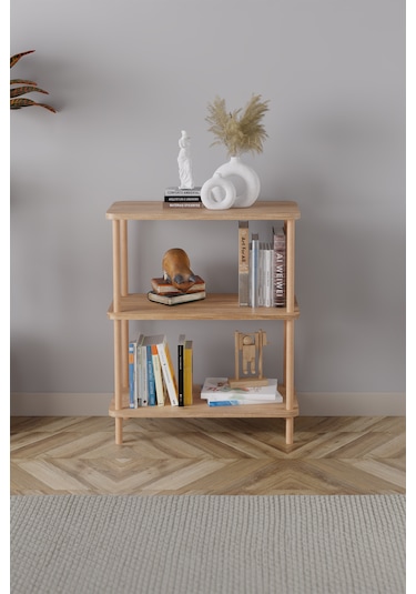 3 Raflı Kitaplık Ahşap Kitaplık Ofis Rafı Ayakkabılık -çam