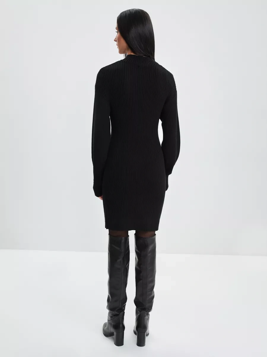 Zarına Örgü Kısa Dar Elbise Boğazlı. 181078259 Siyah