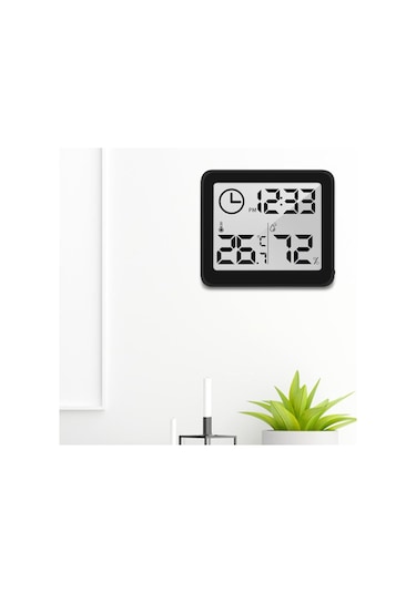 Homyl Masaüstü Dijital Saat Pille Çalışan Okuması Siyah02