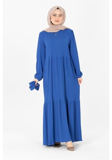 Sevitli Prenses Elbise -saks-mavi-1442-saks Mavisi Saks Mavisi