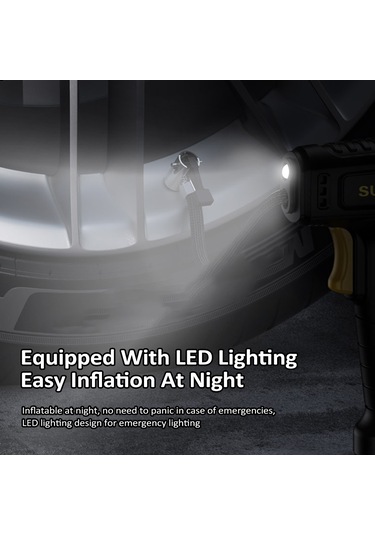 Teltree Akıllı Dijital Göstergeli Araç Lastik Pompa - Otomatik Durma, Led Işık, 4000mah Li-pil, 3 Fişli, Usb, Taşınabilir Siyah