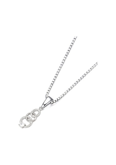 Brezza Lusso Jewelry Diamond Serisi Halka Tektaş Aşk Gümüş Kadın Kolye 45 CM 45 CM