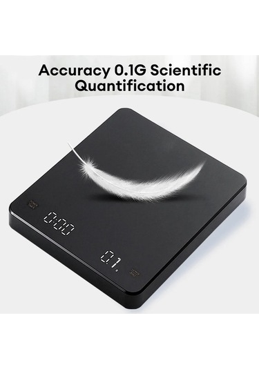 Wondernest Usb Terazisi Siyah Yüksek Hassasiyetli Led Kahve Espresso Ekranlı Dijital 3kg Ue Siyah