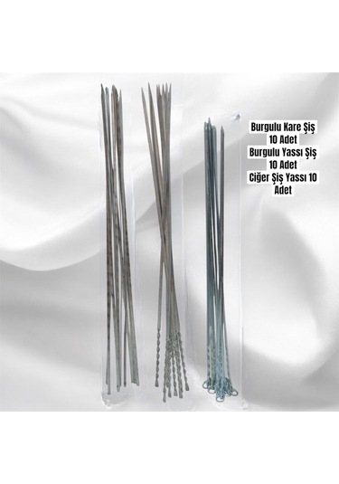 Mangal Seti 30 Parça 10 Kare Ciğer Şiş,10 Burgulu Şiş,10 Ciğer