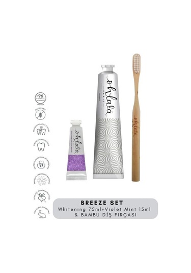 Ohlala Whitening Mint Diş Macunu 75 ML + Violet Mint 15 ML+ Bambu Diş Fırçası