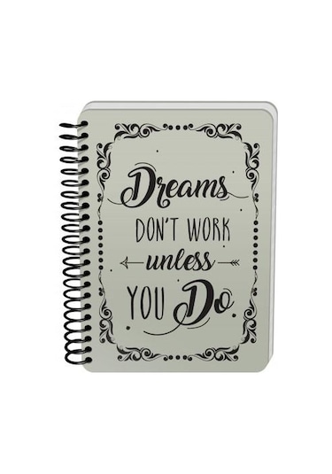 Deffter Raw Grey - Dream Sert Kapak 14x21 cm Çizgisiz 90 Sayfa Spiralli Defter