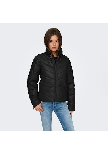 Jacqueline De Yong Fiona Life Short Kadın Siyah Dik Yaka Ceket Siyah