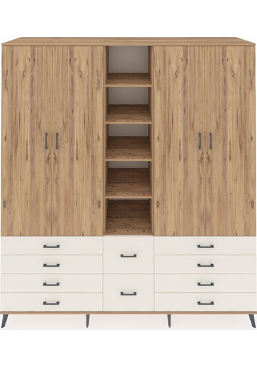 Kronos Dolap 9 Raflı 10 Çekmeceli 2 Askılı 220x59x243 Çam-çam/aytaşı Atlas Çam/aytası