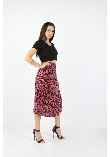 Kadın Viskon Pembe Etek Pembe