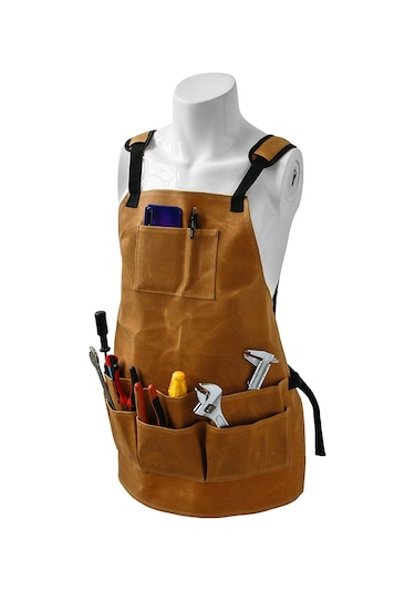 Feelingirl Takipçi Kuponu Mumlu Kanvas Çok Önlük Ayarlanabilir Askı Ağır Hizmet Marangoz Atölyesi Önlüğü