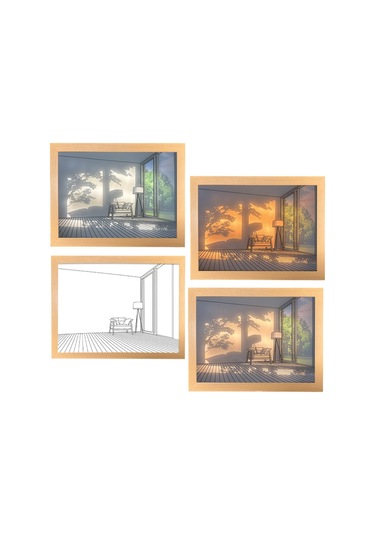 Ranyeek Küçük Boy Ahşap Akrilik Led Işıklı Tablo - Dokunmatik Dimmable 3 Renk Aydınlatma - Boş Oda Dekoru