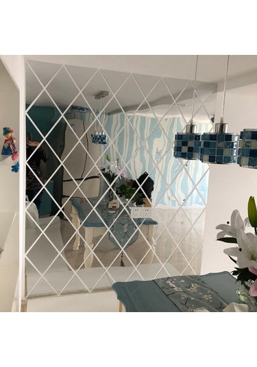 Sones Eşkenar Dörtgen Dikişli Arka Plan Akrilik Ayna Dekoratif Çıkartmalar, Özellikler: Kahverengi Büyük Diğer