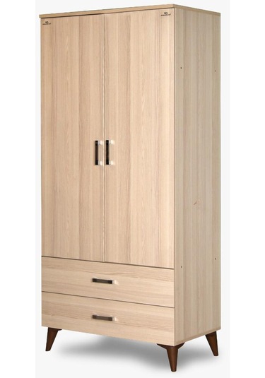 Dolap 2kapı 2çekmece Somon Demont Yüksek Ayak Hard Suntalem Parlak Ceviz El Yapım Somon