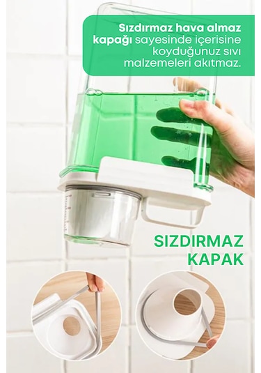 3 Lü Sızdırmaz Depolama Sıvı Toz Deterjan Saklama Kutusu-ölçekli