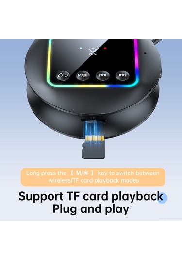 Lemestar Gt77 Bluetooth 5.4 Çift Fonksiyonlu Alıcı/gönderici: Nfc Hızlı Bağlantı, Rgb Işık, Tf Kart Desteği, Mikrofonlu, 3.5mm Aux+2rca, Siyah