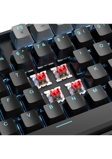 Magegee Mk-star 87 Tuş Red Switch Gri-siyah Kablolu Türkçe Q Mekanik Gaming Klavye