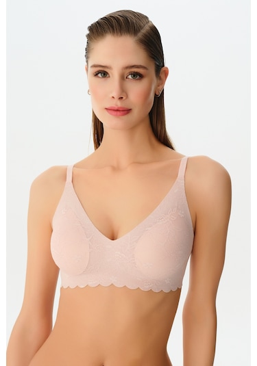 Suwen Invisible Soft Dantelli Sütyen Sw5986170 Pudra Pembesi