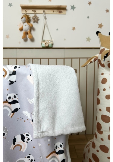 Fluffy Bebek Battaniyesi 70x100 Cm Panda Desen Çok Renkli