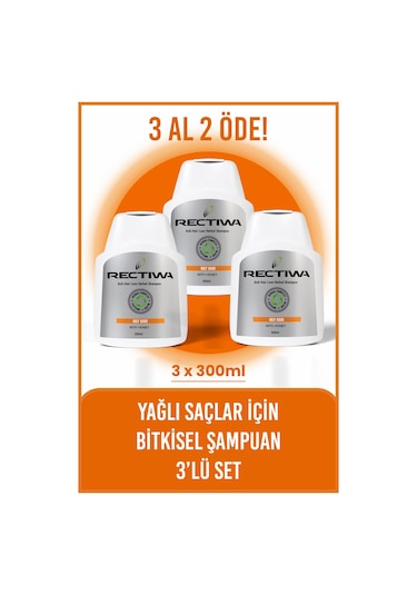 Rectiwa Yağlı Saçlar için Şampuan 3 x 300 ML