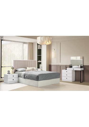 Bianora Mdf Membran 6 Kapaklı Gardırop ve Yatak Odası Takımı - Baza Hariç