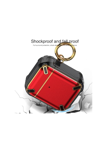 Kablosuz Kulaklık Darbeye Dayanıklı King Kong Ares Tpu Airpods Uyumlu 1/2 İçin Koruyucu Kılıf Altın