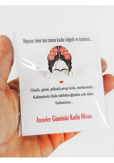 20 Adet Kuşe Kartlı İnci Küpe - Kına Hediyesi - Nikah Hediyesi - Krem