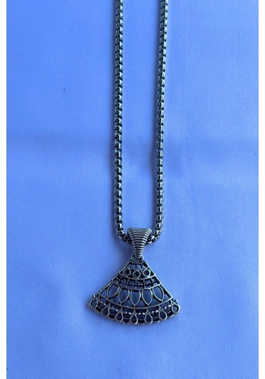 Motifli El İşçiliği Paslanmaz Çelik Zincir Erkek Kolye Gümüş