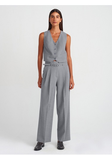 Dilvin 60562 Kısa Özel Dikim Yelek Açık Gri