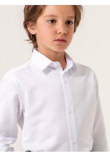 Erkek Çocuk Dik Yaka Gömlek-13846 Beyaz