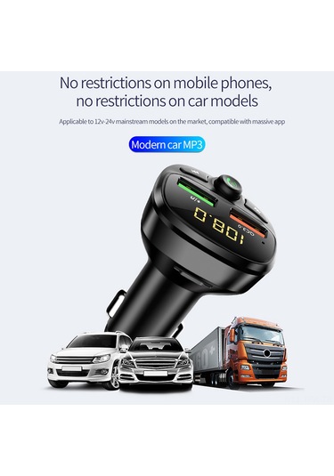 Tenfowee Hızlı Şarjlı Araç Bluetooth Mp3 Çalar - Çift Usb 3.4a Çıkışlı, Tf Kart Ve Usb Desteği