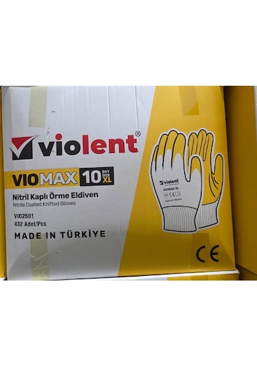 Vıomax Vıo2501 Nitril Kaplı No 10 Örme Eldiven 432 Çift