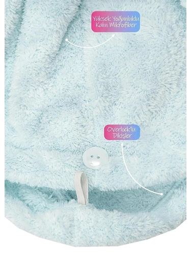 Kalın Mikrofiber Saç Havlusu Plaj Deniz Havuz Bonesi Kurulama Ban Mavi