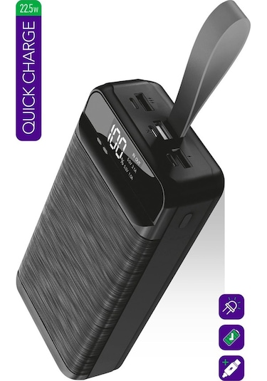 Powerway QC30 Siyah PD 22.5W 30.000 mAh Hızlı Şarj Powerbank