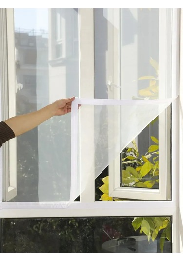 Vkemall Beyaz Poliester Pencere Sineği 150x150cm - Kalın Kenar, Otomatik Yapışkan, Sade Görünüm, Ev Kullanıma Uygun, 65g Ağırlık