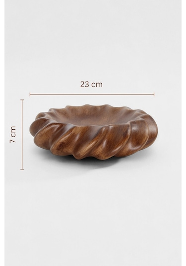 Fjora Ahşap Dokulu Bohem Seramik Obje Tabak 23x7 Cm