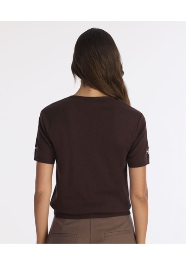 Yargıcı Nakış Detaylı Triko 25kktr2008x 003 Kahverengi