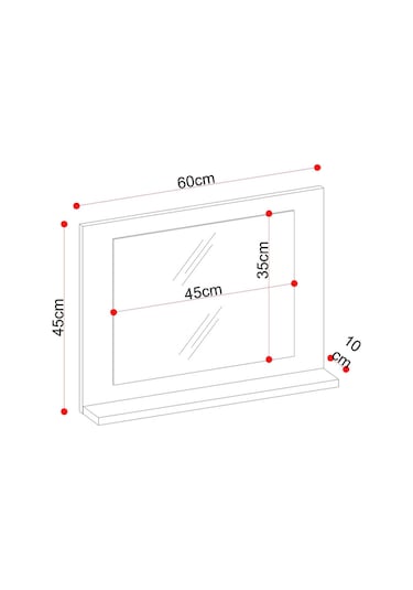 Makbulce Yakut Raflı Dresuar Banyo Aynası 60 x 45 Atlantik Çam Kahverengi