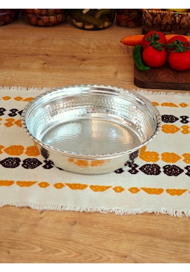 Moda Bakır Bakır Derin Servis Tabak Kase 24 Cm Gümüş