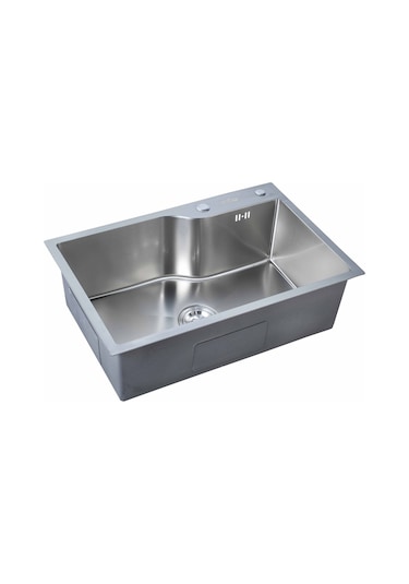 Yuna Serisi %100 Krom 68x45 Paslanmaz Mutfak Eviyesi, Mutfak Lavabosu Sifon Dahil Silver