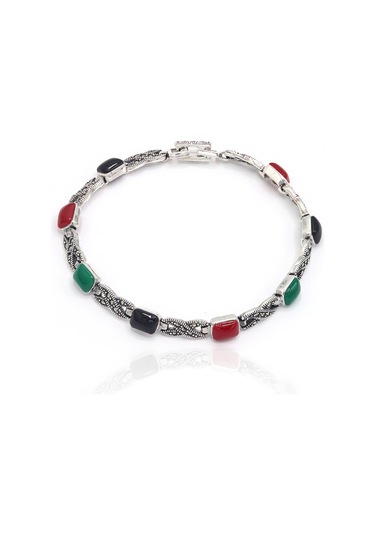 Karışık Ve Markazit Taşlı Kadın Gümüş Bileklik 201022834